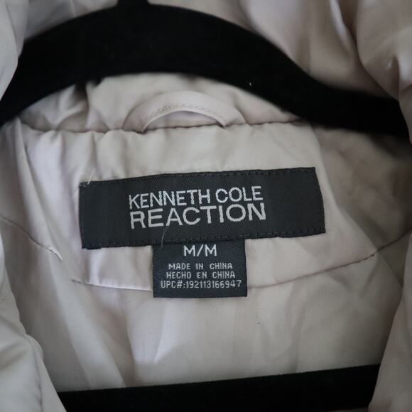 Kenneth Cole Reaction Womens Quilted Long Down Jacket Size Medium Cream Zip Up - Picture 8 of 11